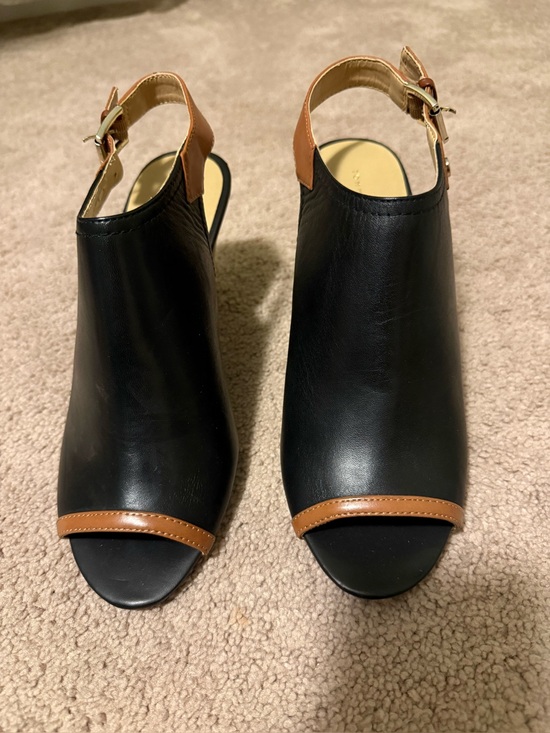 Tommy Hilfiger Shoes - NWOT Tommy Hillfinger Black & Brown Open-Toe Slingback Wedge SZ 9 Never Worn